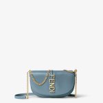 FENDI Fendigraphy Wallet on Chain Mercury blue leather wallet - Image 2
